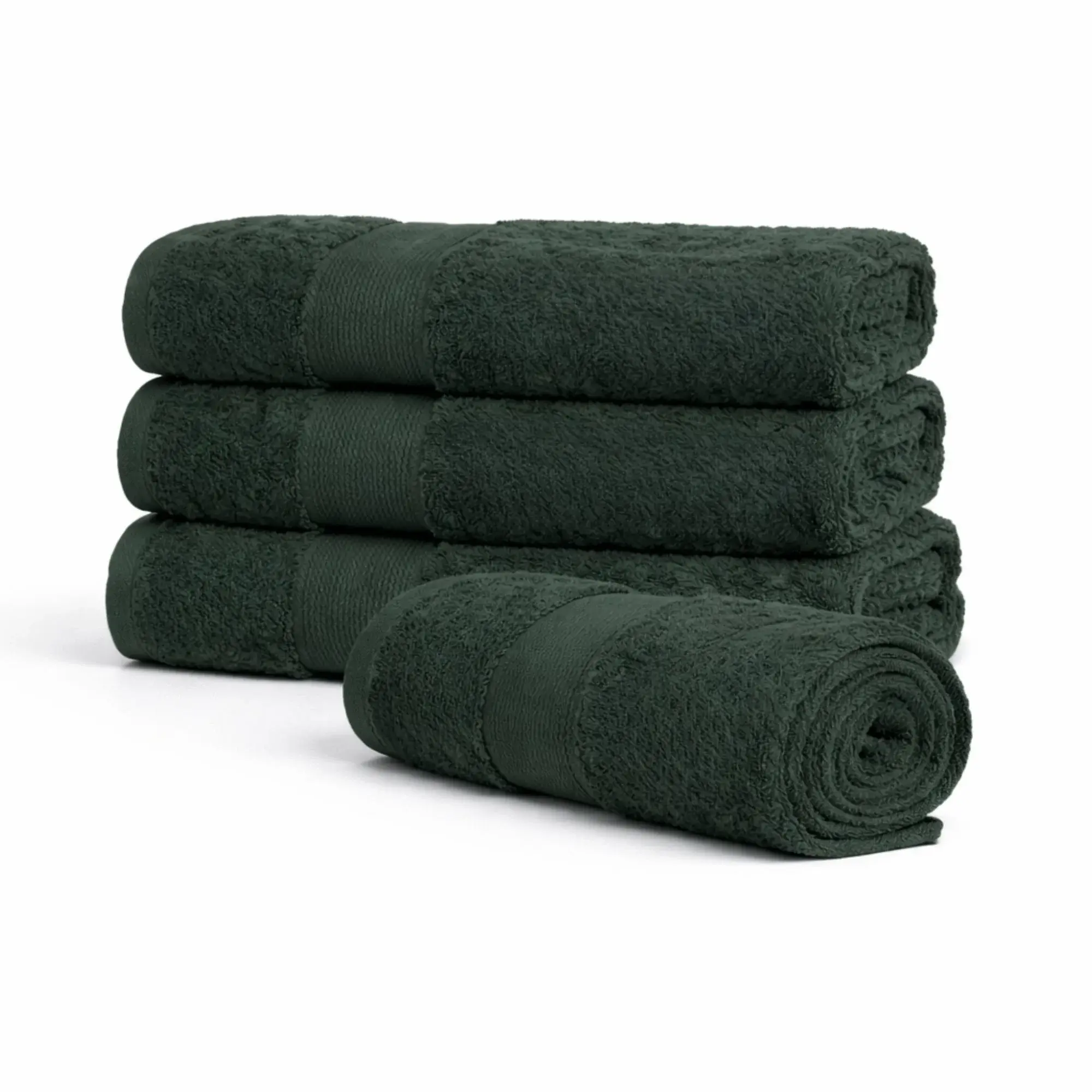 Borg Living Egyptisk bomullshåndkle - 100 % egyptisk bomull - 50x100 cm - Orkidé - Mørkegrønn