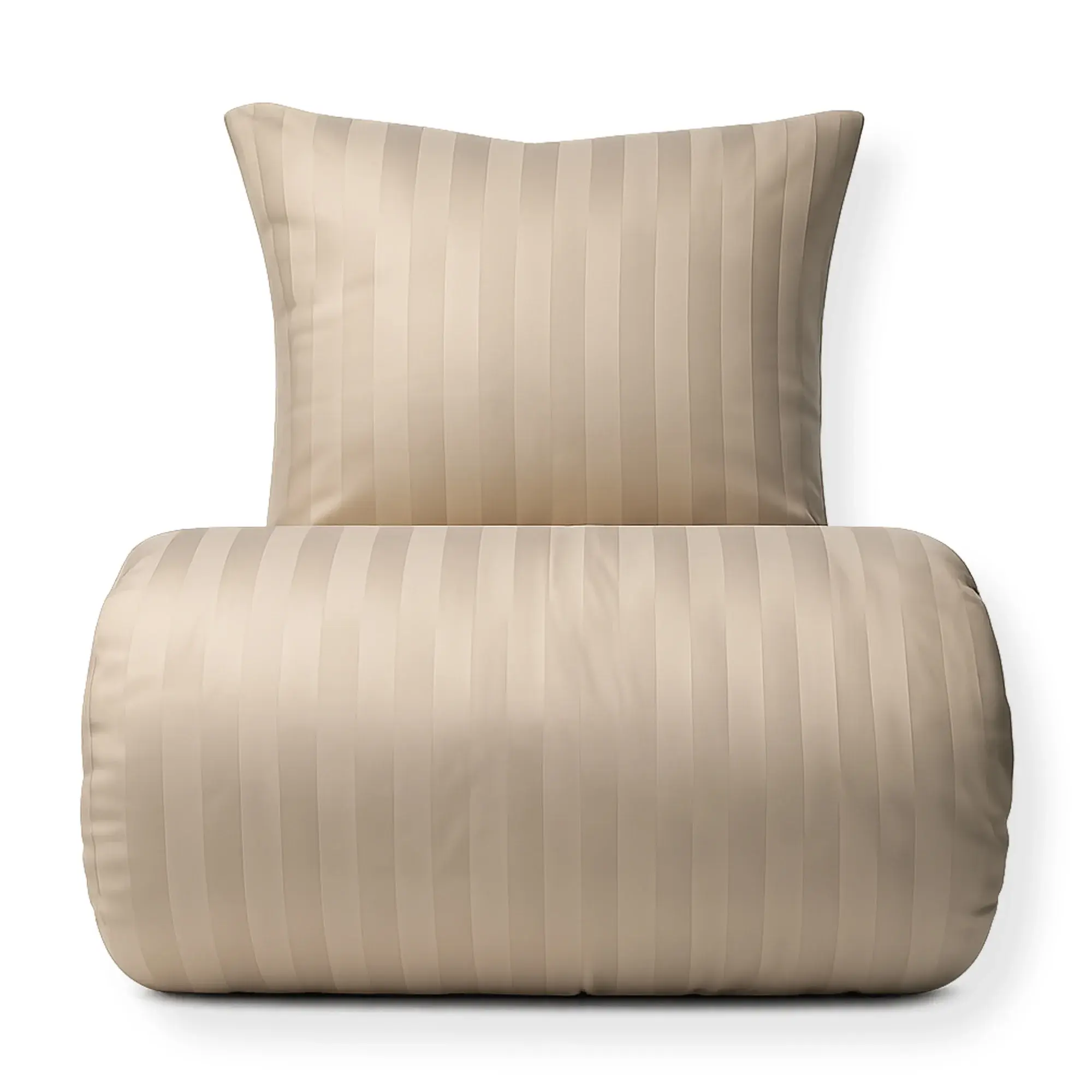 Nordstrand Home Bambus sengetøy - 100% naturlig bambus - 140x200 cm - Sandfarget, jacquardvevd sengesett med striper