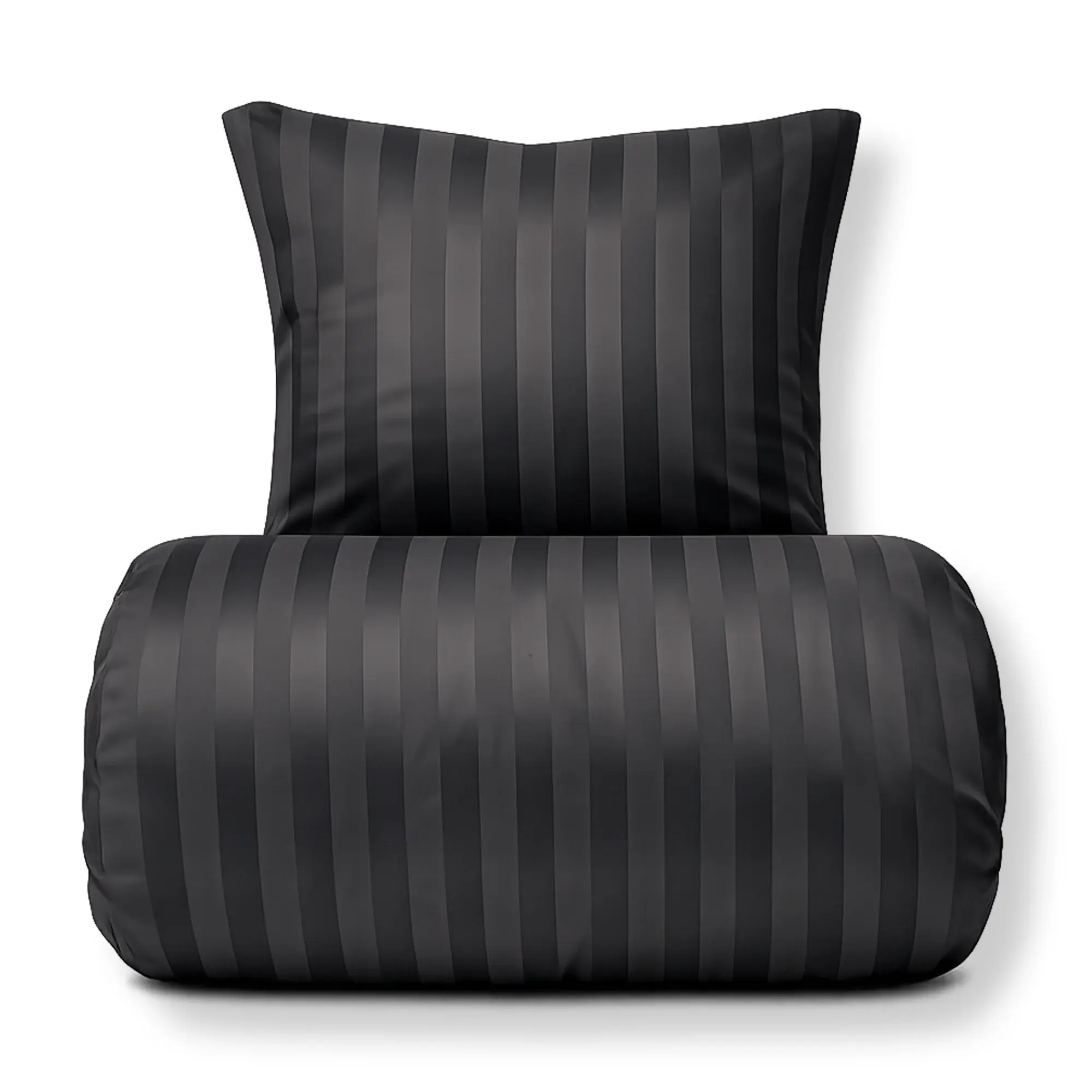 Nordstrand Home Bambus sengetøy - 100% naturlig bambus - 140x200 cm -Grått, jacquardvevd sengesett med striper
