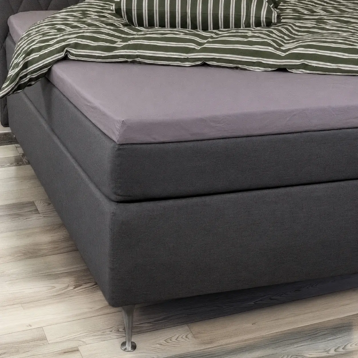Nordstrand Home Konvoluttlaken 180x200 cm - 100% myk bomull - Høyde 8 cm - Antrasitt grått laken til overmadrass av Nordstrand Home