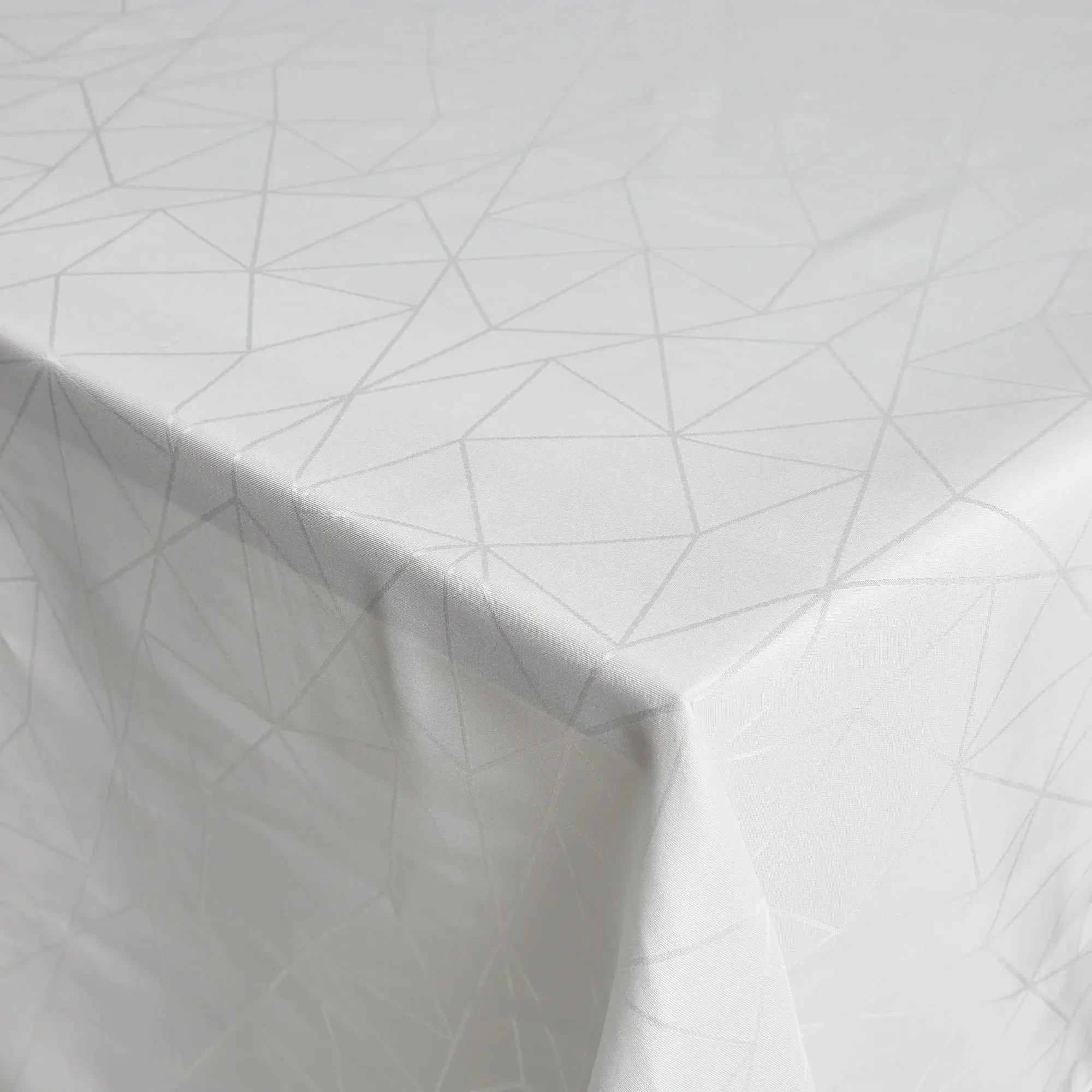 Nordstrand Home Bordduk - 140x220 cm - Jacquardvevd duk med geometrisk mønster i hvitt - Eksklusiv festduk