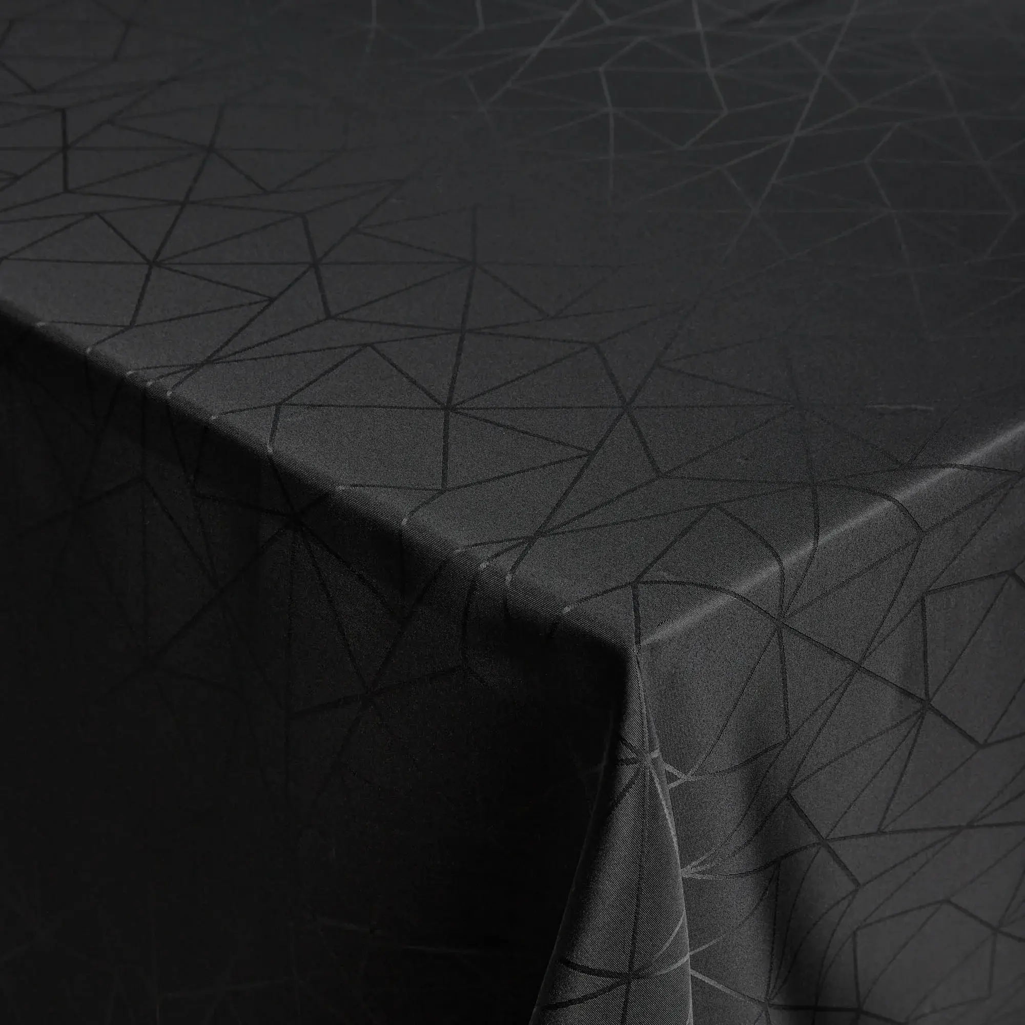 Nordstrand Home Bordduk - 140x220 cm - Jacquardvevd duk med geometrisk mønster i sort - Eksklusiv festduk