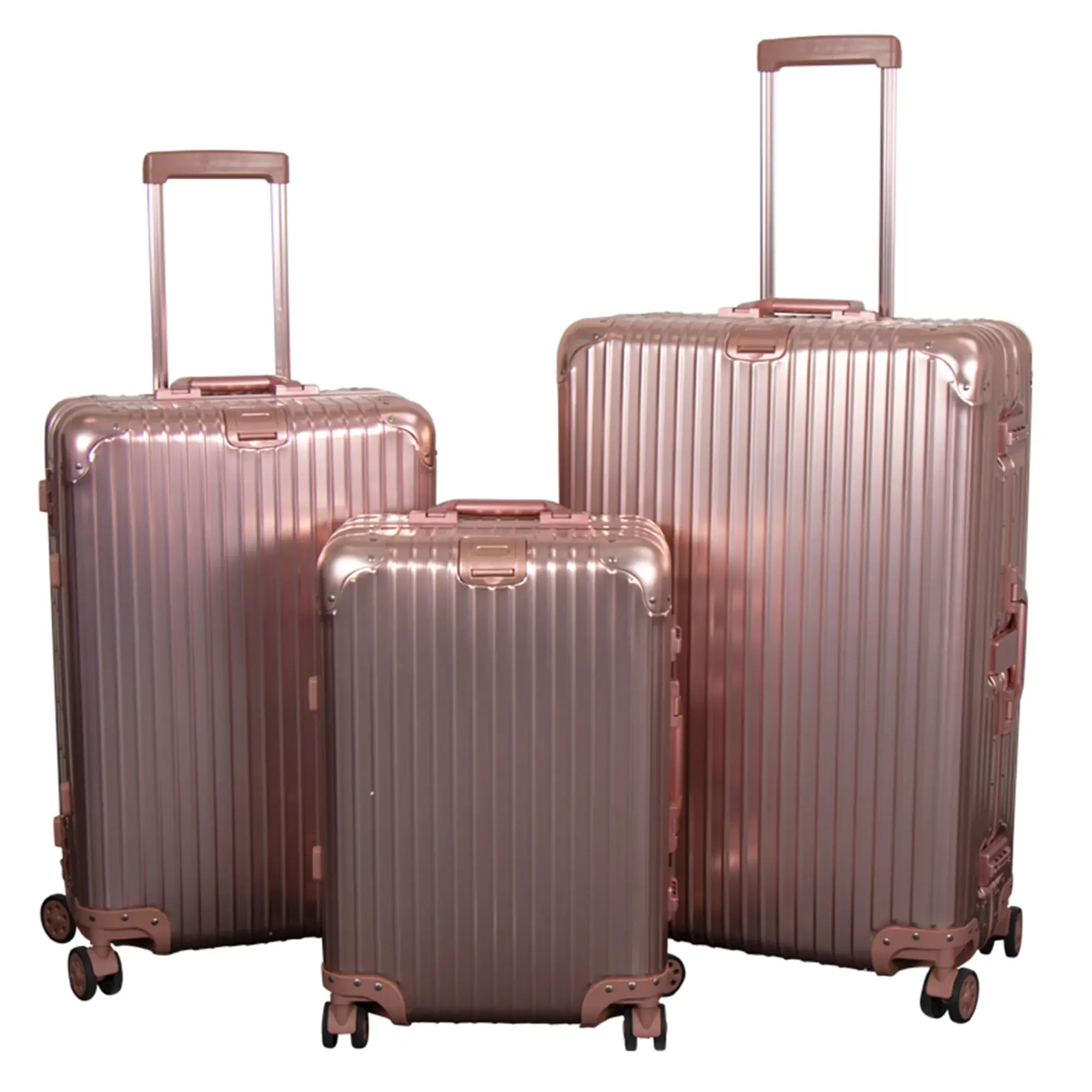 Borg Living Aluminiumskoffert - Luksuriøse reisekofferter - Rosa gull med TSA-lås