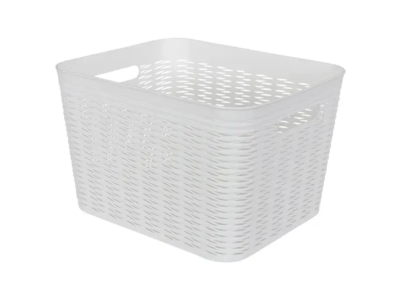 HOME-TEX Oppbevaringskurv - Hvit plastkurv - 34x28x22 cm - Praktisk kurv til oppbevaring