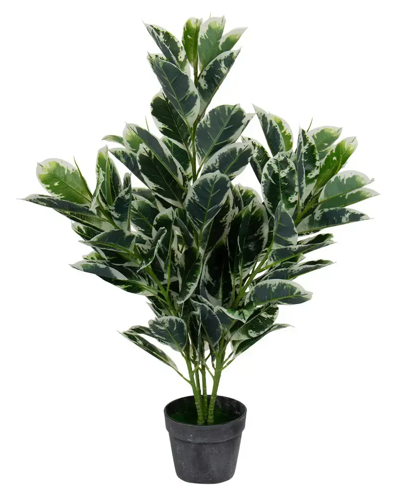 HOME-TEX Kunstig gummiplante - 85 cm høy - Kunstig grønn stueplante med vakre blader