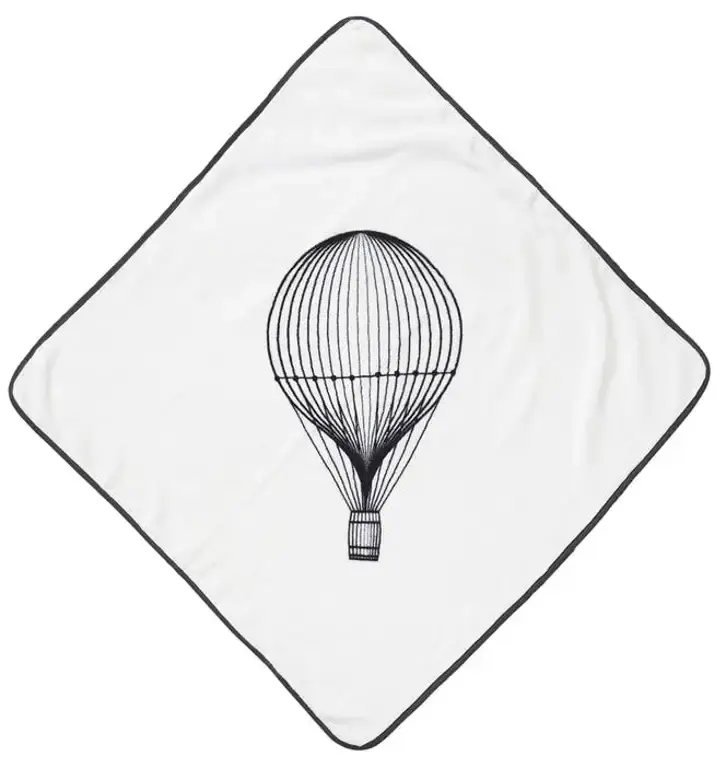 Licens Badehåndklær - Hvit med motiv av luftballong - 70x70 cm - 100% økologisk bomull