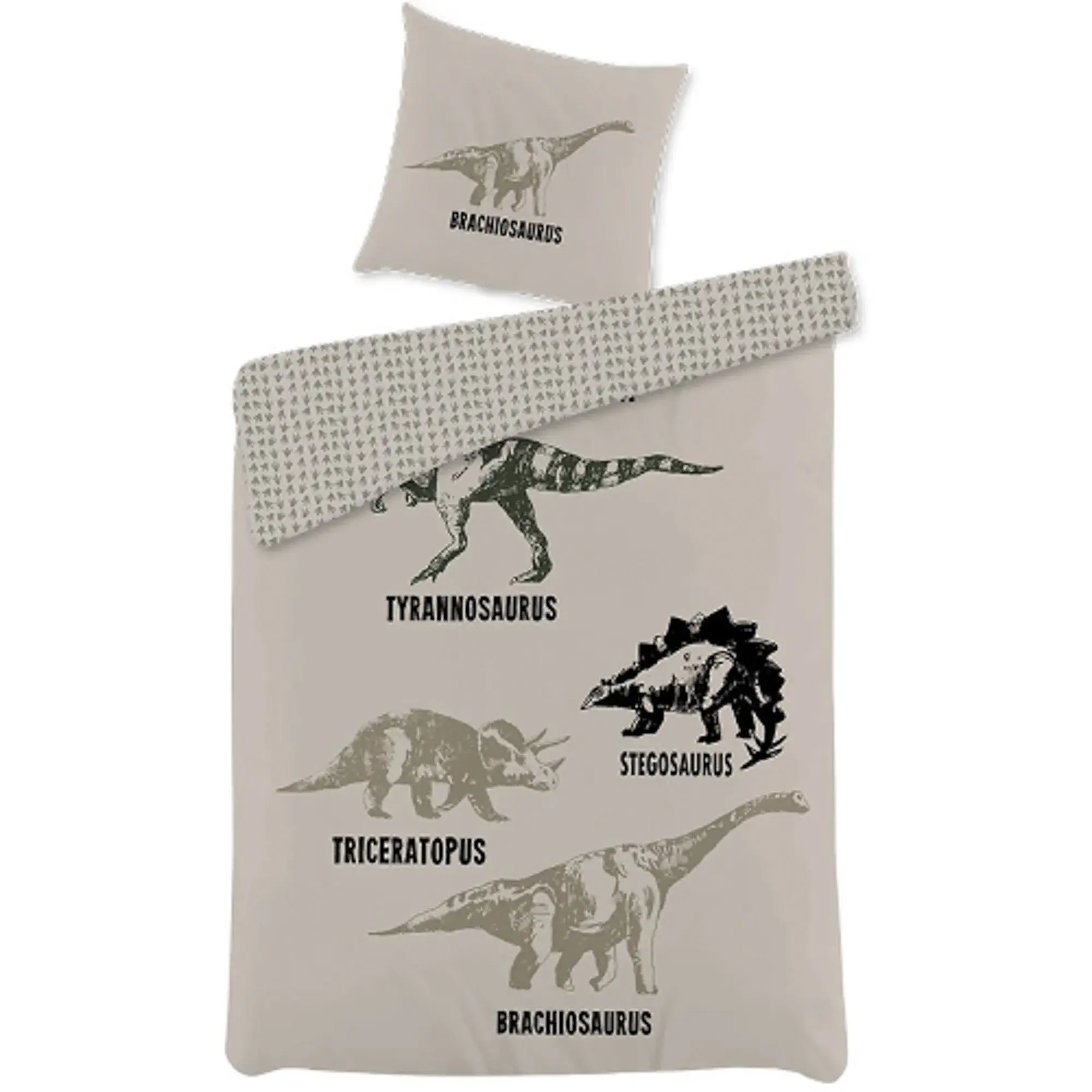 Licens Dinosaur sengetøy - 100% bomull - Barnesengset 140x200 cm - Sand