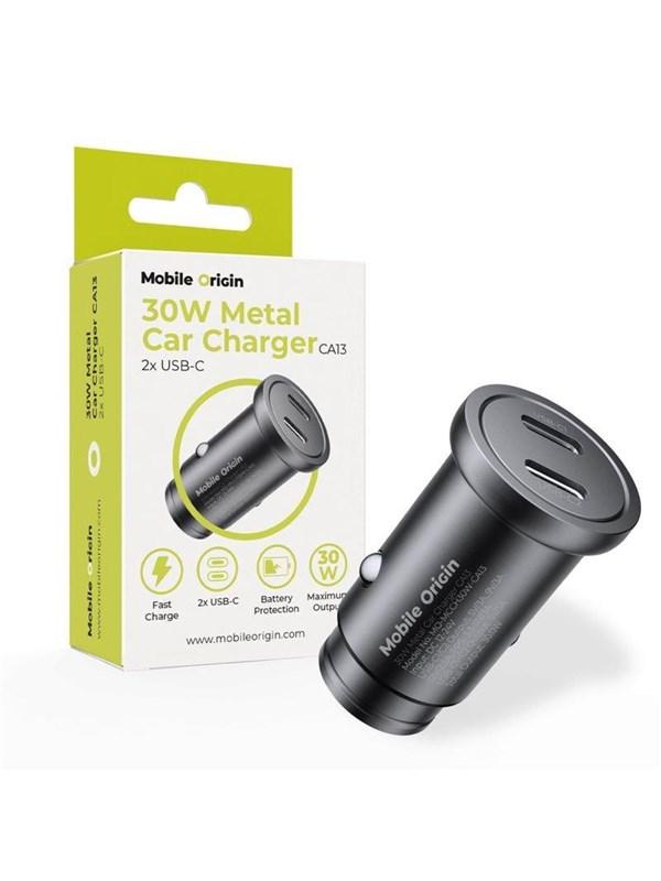 Mobile Origin Mobile Origin Metal Car Charger 30W - CA13 - 2x USB-C