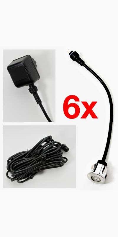 Konstsmide Konstsmide Markspot LED mini 6st/set varmhvit ink transformator 12V. 7464-000