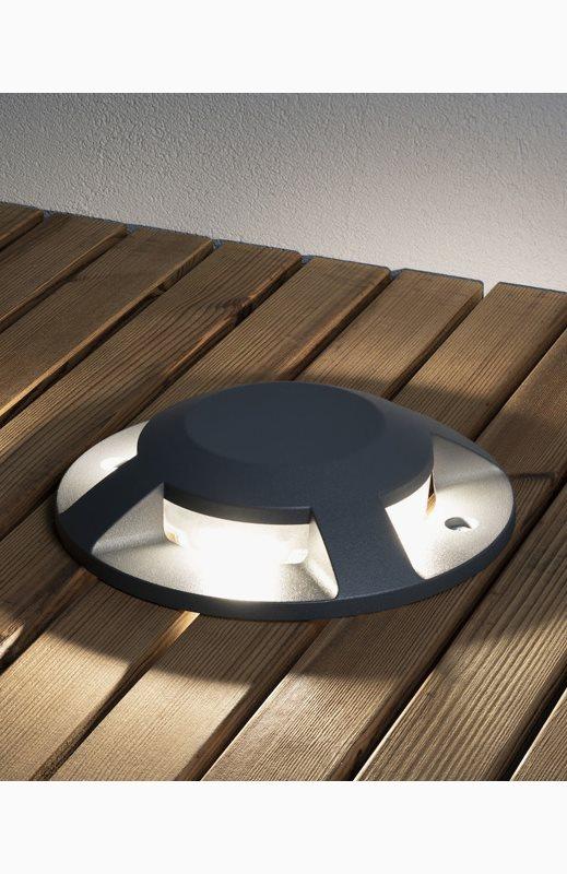 Konstsmide Konstsmide Markspot LED 12W mørkegrå 4-veis overliggende