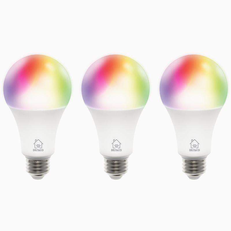 Deltaco Deltaco Smart Home LED-pærer RGB E27 A60, 3-pk