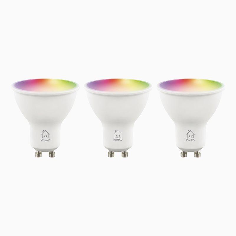 Deltaco Deltaco Smart Home LED-pærer RGB GU10 PAR16, 3-pk