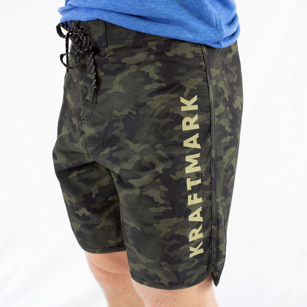Kraftmark Kraftmark Boardshorts Camo Green Men, Shorts Herre
