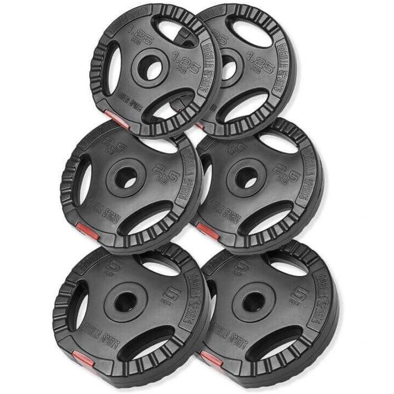 Gorilla Sports Gorilla Sports Viktskivor PRO Trigrip - 17,5kg, Vektpakke gummibelagt