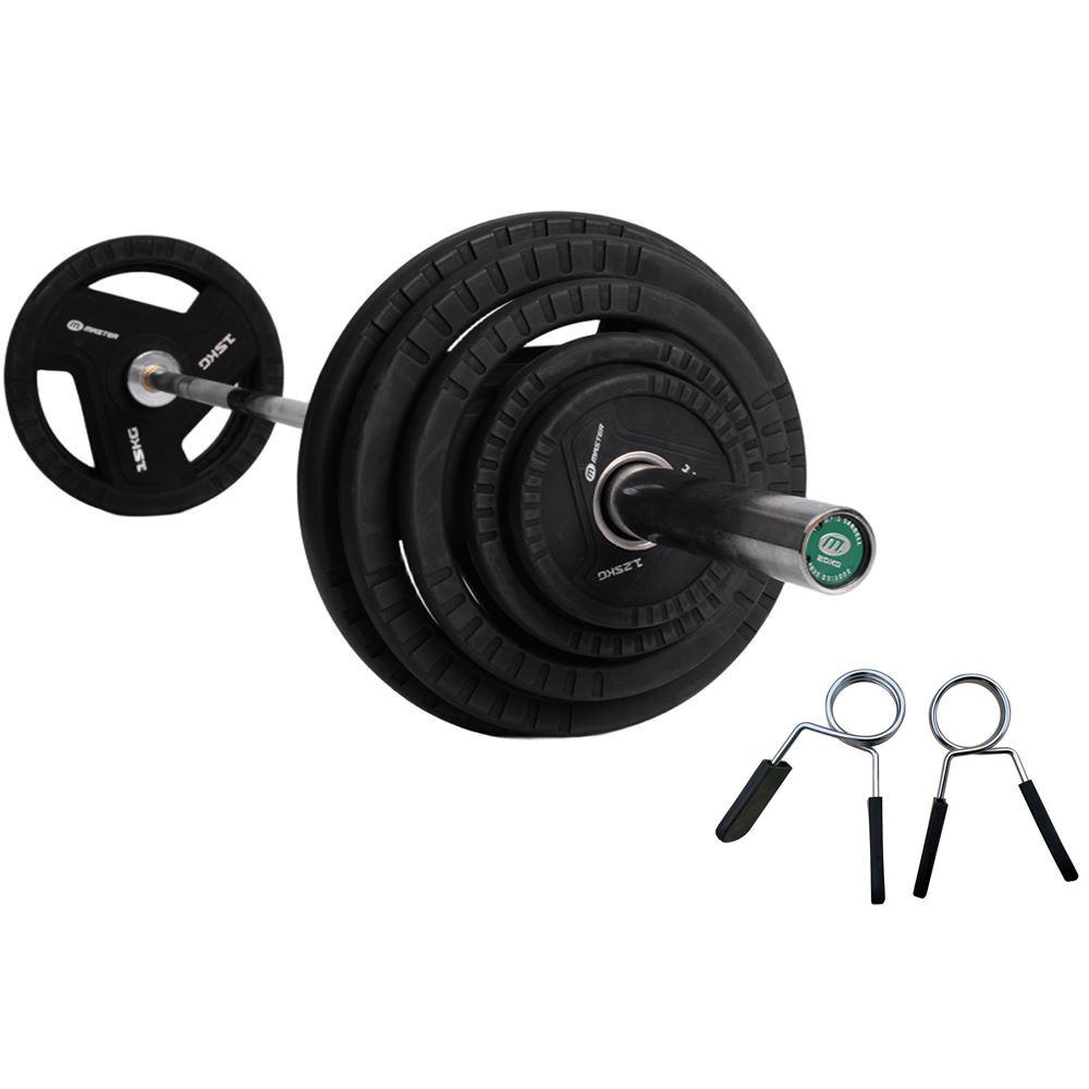 Master Fitness Master Fitness Vektstangsett 87,5 kg PU Plates Pro, Vektstangsett gummibelagt