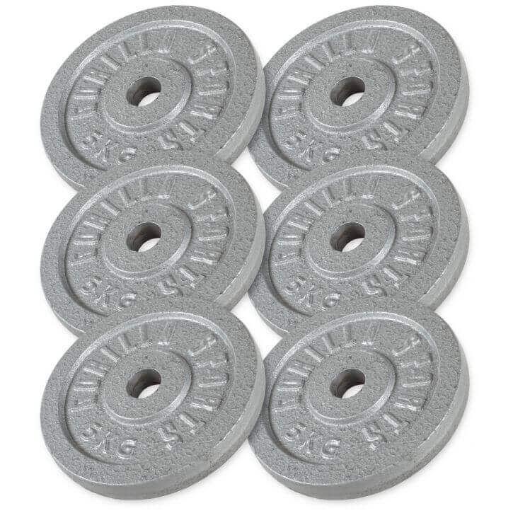 Gorilla Sports Gorilla Sports Vektskiver JERN Sølv - 6x5kg, Vektpakke jern
