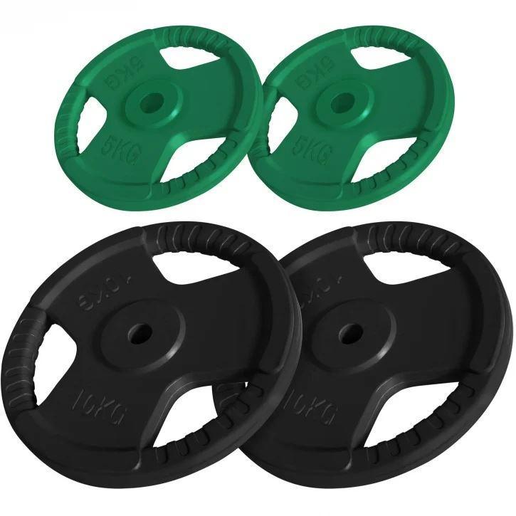 Gorilla Sports Gorilla Sports Vektskiver Trigrip 31mm - 2x10kg 2x5kg, Vektpakke gummibelagt