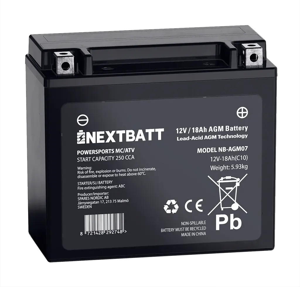 NEXTBATT NEXTBATT AGM-batteri MC 12V 18Ah - 175x87x155 mm