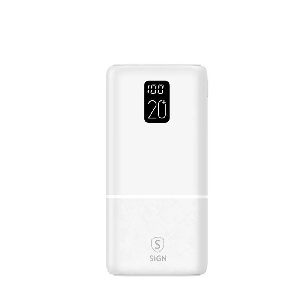 SiGN SiGN Ekstremt Kraftig QC Powerbank 20000mAh, 2.1A - Hvit