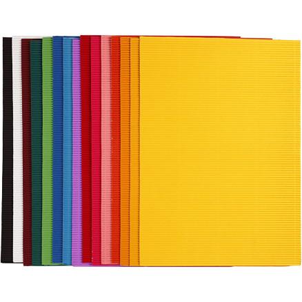 Diverse Bølgepapp, ark 25x35 cm, 80 g, 15 ass. ark/ 1 pk.