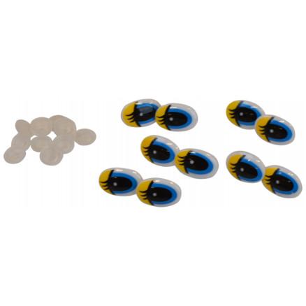 Infinity Hearts Infinity Hearts Sikkerhetsøyne med makeup Gul / Blå 13x20mm - 5 par