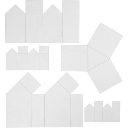 Diverse Støpeformer, hus og trekant, H: 6-14,5 cm, tykkelse 0,5 mm, transparent, 5 stk./ 1 pk.