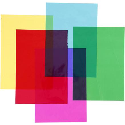 Diverse Cellofan, ark 210x297 mm, ass. farger, 5x20 ark, 100 ark/ 1 pk.