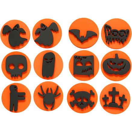 Diverse Skumstempler, Halloween, diam. 7,5 cm, tykkelse 2,5 cm, 6 stk / 1 pk.