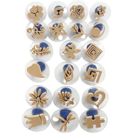 Diverse Skumstempler med håndtak, størrelse 3-6 cm, 20 stk. / 1 pk.