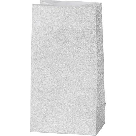 Diverse Papirpose, H: 17 cm, str. 6x9 cm, 120 g, sølv, 8 stk./ 1 pk.