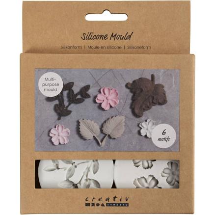 Diverse Silikonform, Blader og blomster, H: 0,5 cm, L: 1,8-4,5 cm, 4 stk./ 1 stk.