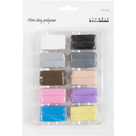 Diverse Fin Polymerleire, pastellfarger, 10x20 g/ 1 pk.