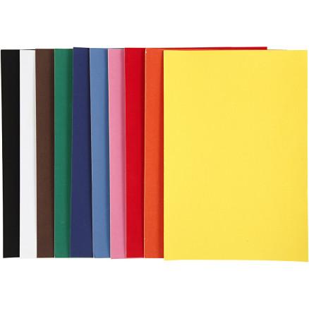 Diverse Velourpapir, A4, ark 210x297 mm, 140 g, ass. farger, 10 ark/ 1 pk.