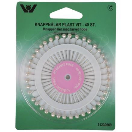 VJ Green Nipsenåler/Knappenåler Plast Perlemor - 40 stk