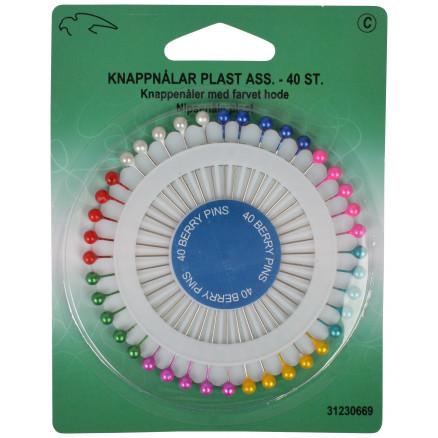 VJ Green Knappenåler/Knappnåler i plast Ass. farger - 40 stk.
