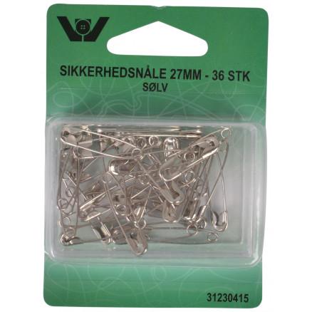 VJ Green Sikkerhetsnåler Sølv 27mm - 36 stk