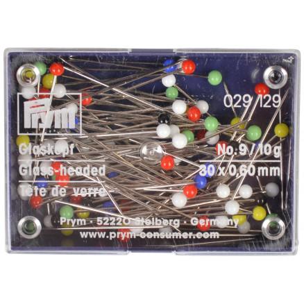 Prym Prym Knappenåler Glasshode Ass. farger 0,6x30mm - 10 g