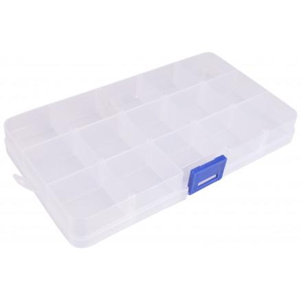 Infinity Hearts Infinity Hearts Plastboks til knapper og tilbehør Transparent 17,5x10cm - 15 rom