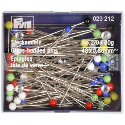 Prym Prym Knappenåler Glasshode Stål Ass. Farger 0,80x48mm - 30g