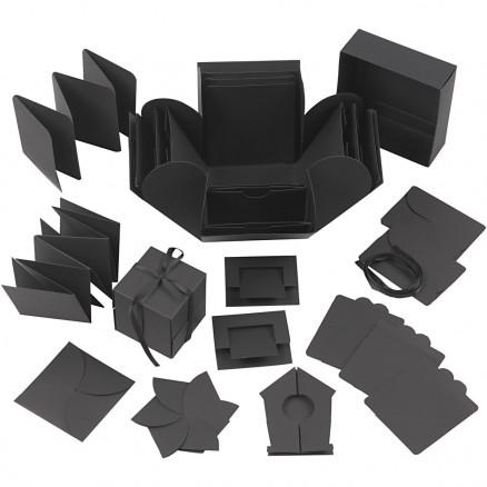 Diverse Eksplosjonskasse, str. 7x7x7,5+12x12x12 cm, g1 stk., svart