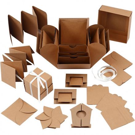 Diverse Eksplosjonseske, str. 7x7x7,5+12x12x12 cm, natur, 1 stk.