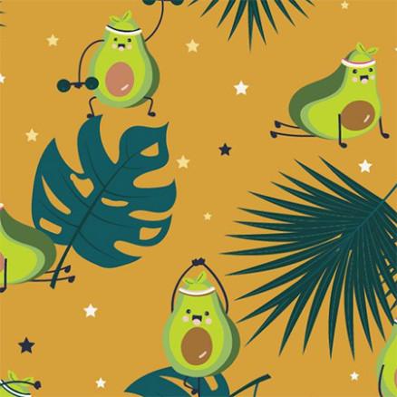 Balsløw Bomullsjersey Print Stoff 150 cm 003 Avocado - 50cm
