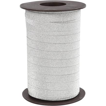 Diverse Gavebånd, B: 10 mm, glitter, sølv, 100 m/ 1 pk.