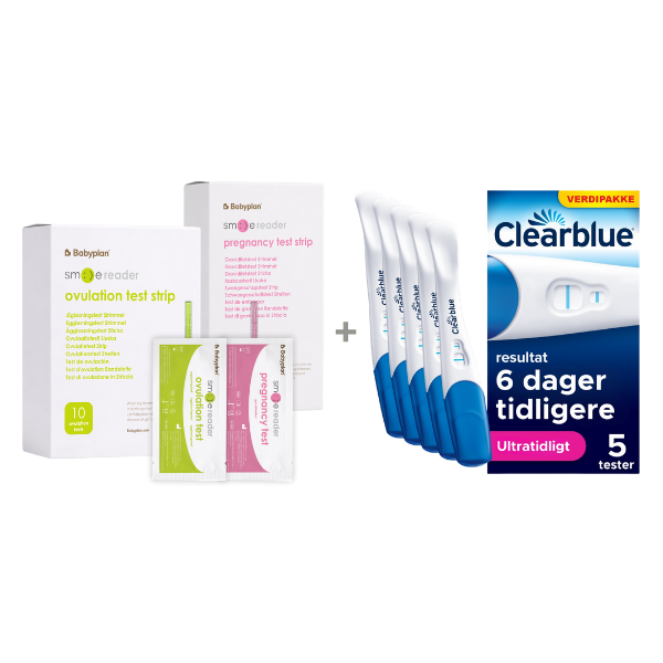 Babyplan Pakke med Clearblue Ultratidlig Graviditetstest (5 stk.) + ny Smile Reader
