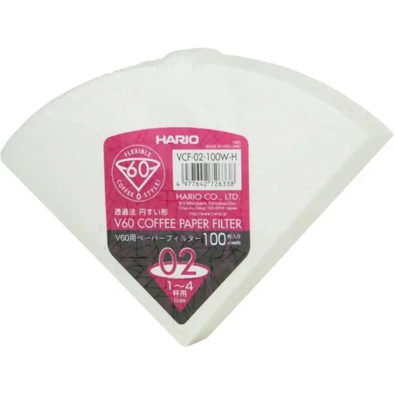 HARIO V60 Kaffefiltre - 02 - 100 Stk - Hvit