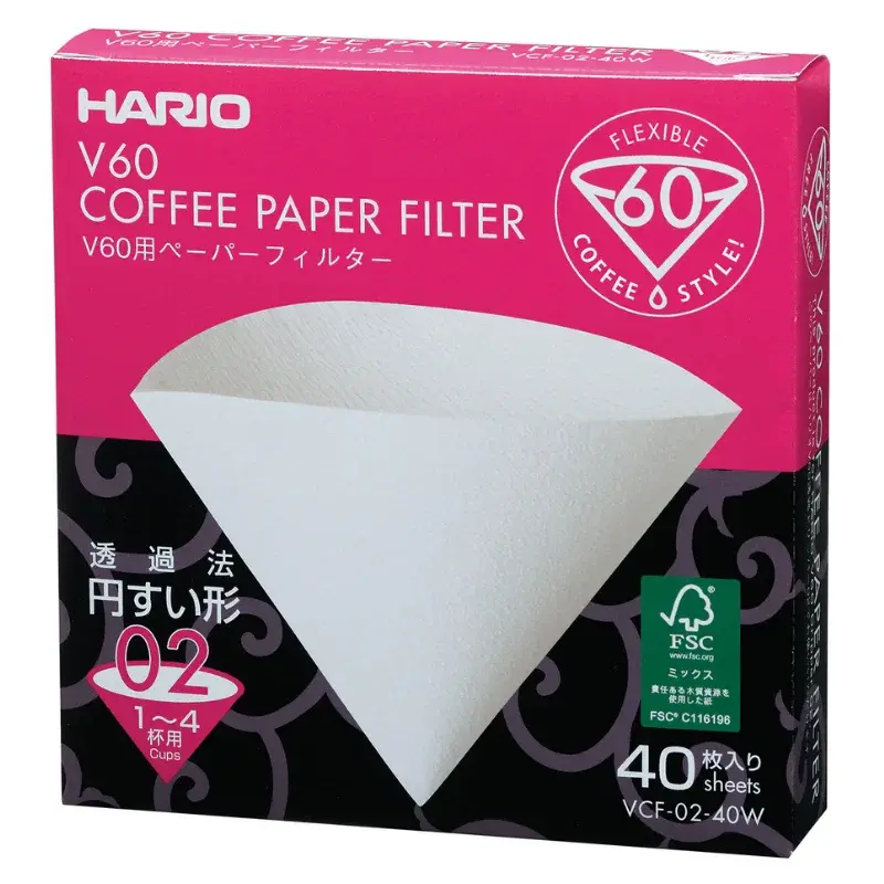 HARIO V60 Kaffefiltre - 02 - 40 Stk - Hvid