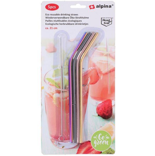 Alpina Alpina Sugerør i Rustfritt Stål | 4pk med vaskebørste