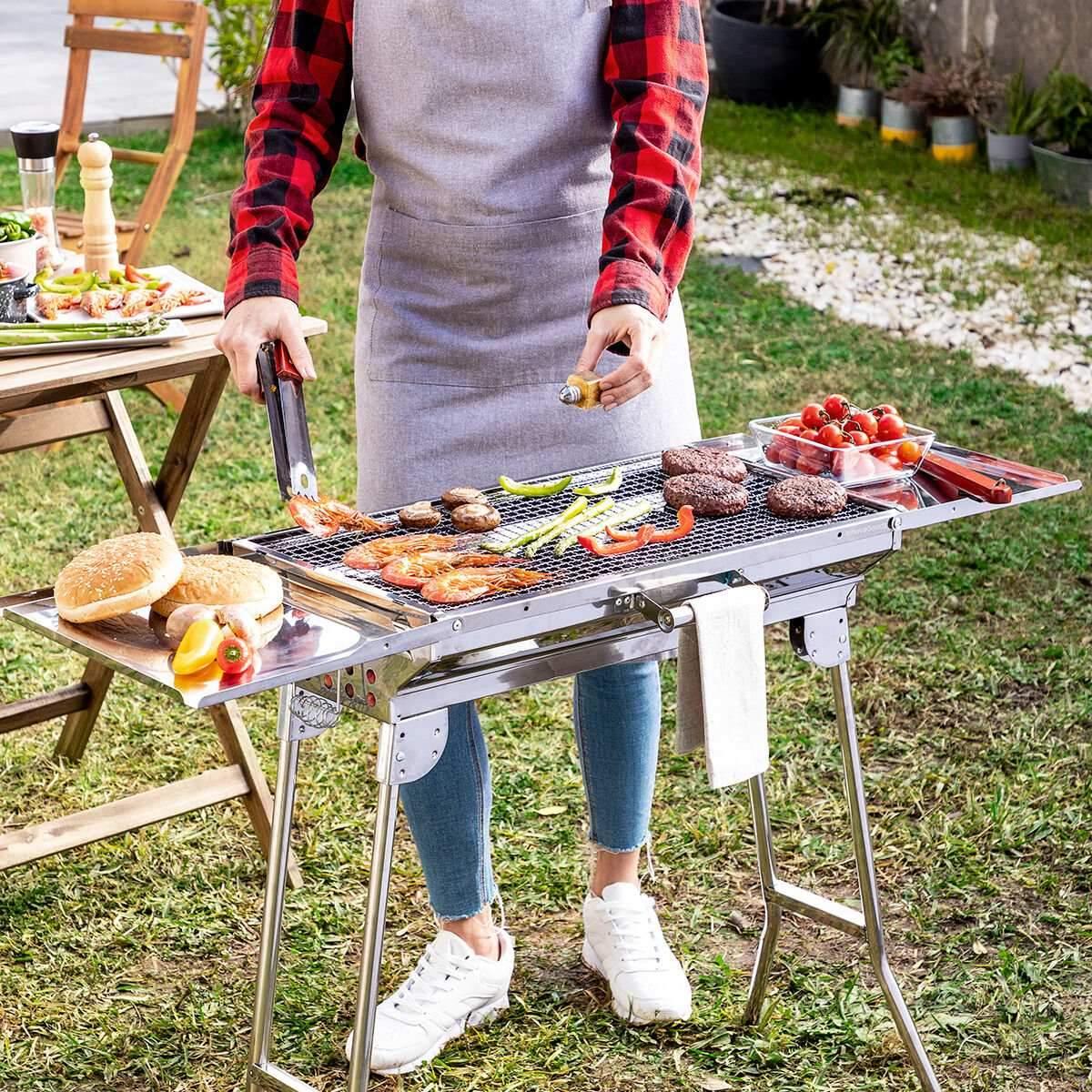 InnovaGoods Bærbar kullgrill - Sammenleggbar - Rustfritt stål