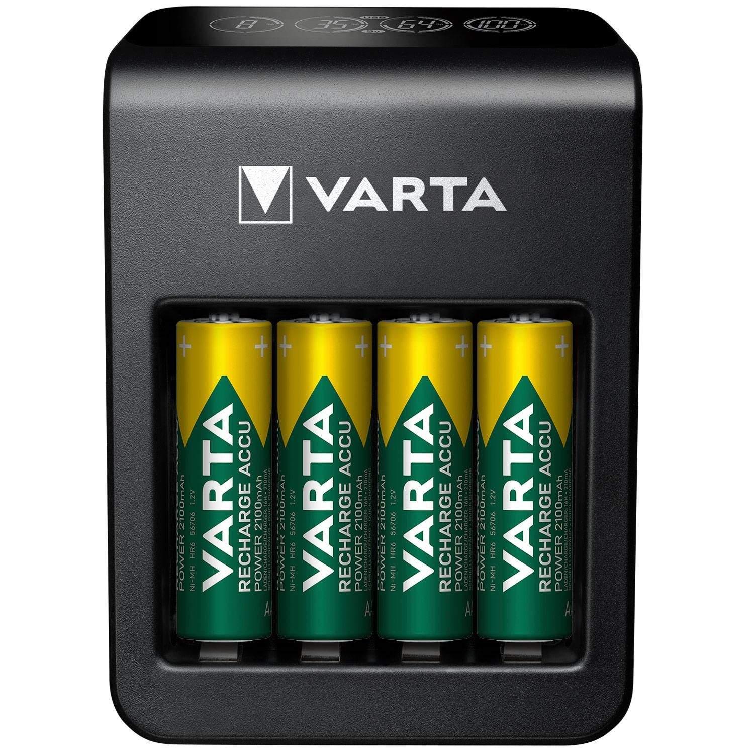 Varta LCD-plugglader+ AA/AAA/9V + USB inkl. 4xAA