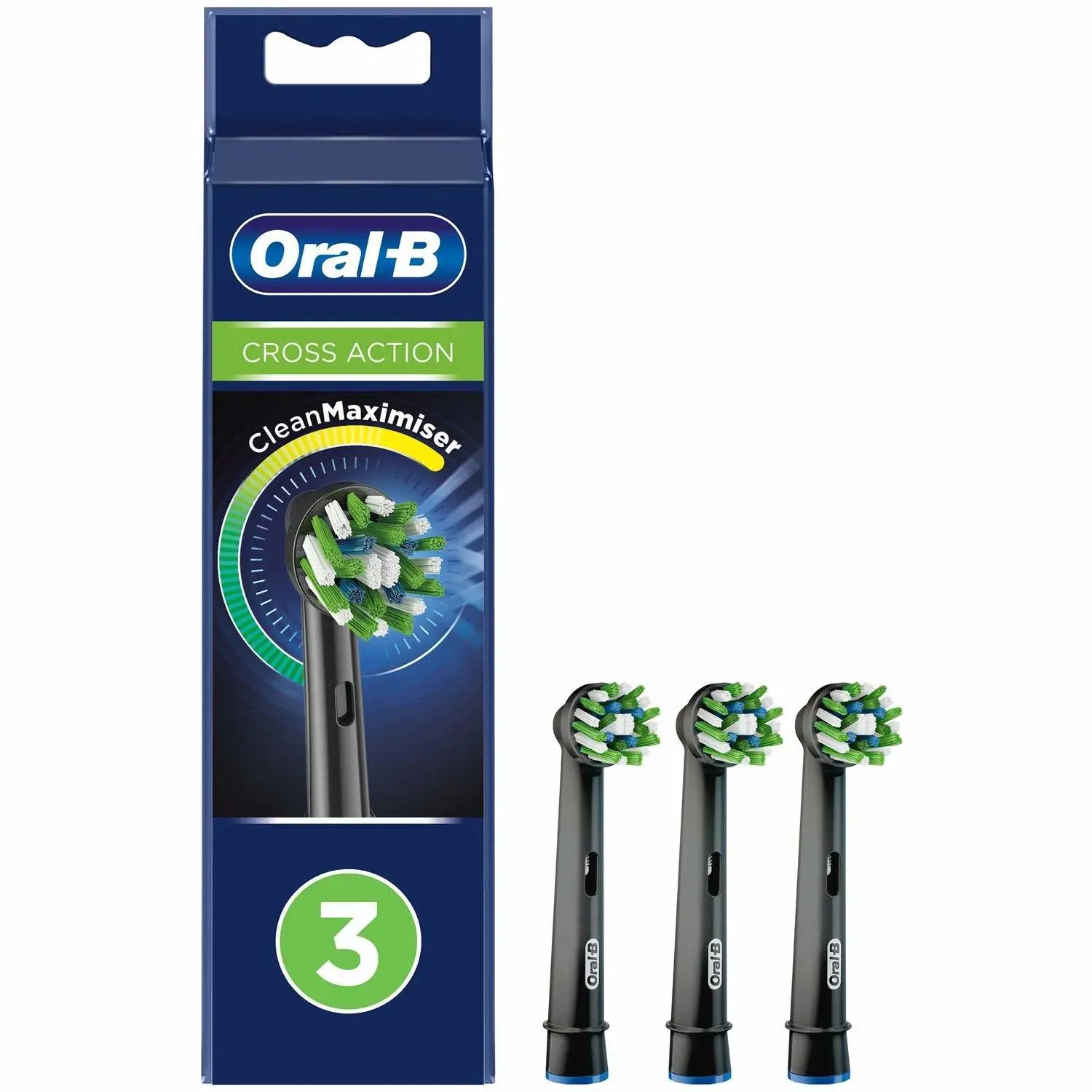 Oral B Børstehode Cross Action Sort 3stk